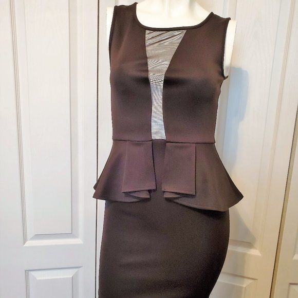 Guess Black Fit n Flare Sheer Cocktail Dress - Picture 3 of 6